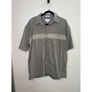 North West‎ Blue Mens Brown Shirt L short sleeve button up collared 100% cotton